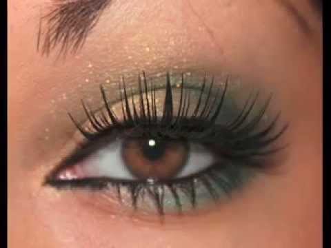  Maquillaje De Ojos En Tonos Verdes Y Dorados